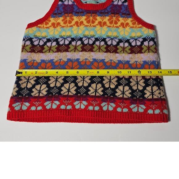 Vintage HWR Anthropologie Wool Blend Knit Rainbow Fair Isle Tank Top Small - Picture 8 of 8
